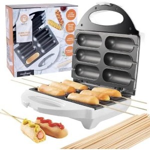 MasterChef Corn Dog Maker- Kitchen Baker, Hot Dogs on Stick, Cheese Mozzarella Sticks, Cake Pops, BBQ- Recipes, +50 Skewers - Christmas Gift for Cooks - 1 of 3