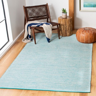Aqua Blue Handwoven Cotton 4' x 6' Area Rug