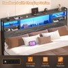 Besiost Headboard with Storage shelves and Charging Station, Wood Headboard with LED Light - 3 of 4