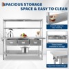 Stainless Steel Table with Overshelves, Commercial Kitchen Prep Table with 3 Drawer, Utility Work Table Workbench for Kitchen Restaurant - 4 of 4