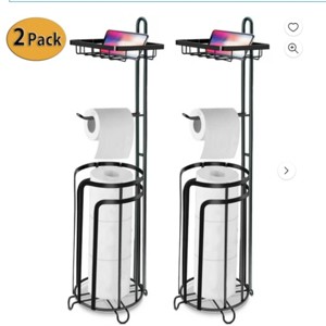 SEVOBAL 2pc Tissue Paper Roll Stand Shelf Bathroom Toilet Paper Storage Holder Floor Standing Toilet Paper Dispenser, Black, 15.8"*7.22"*7.22" - 1 of 4