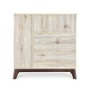 Vynxaria Mid-Century Modern Cabinet - Faux Wood with Splayed Legs, Cubby Shelves & 2 Drawers,Oak - 4 of 4