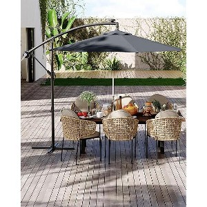 10Ft Offset Hanging Market Patio Umbrella with Easy Tilt Adjustment, Polyester Shade, 8 Ribs for Backyard, Poolside, Lawn and Garden - 1 of 4
