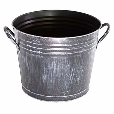 Gardener's Select Metal Bucket Planter, Black, 8in
