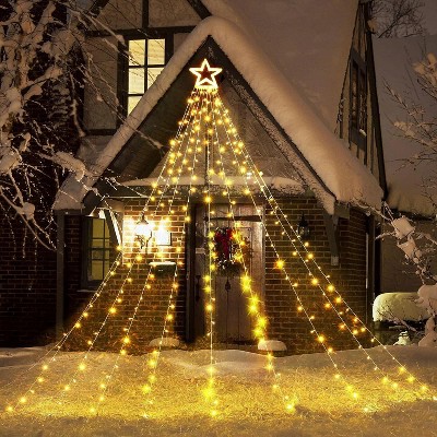 MOVSSOU Christmas Lights Outdoor Star Waterfall Tree Lights 10ft 344ct