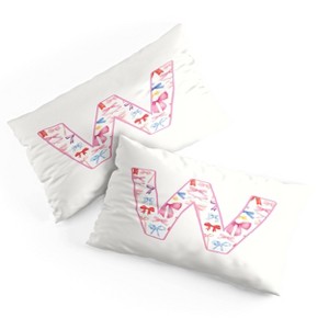 Deny Designs King April Lane Art Fancy Bow Monogram W Microfiber Printed Pillow Sham - 1 of 3