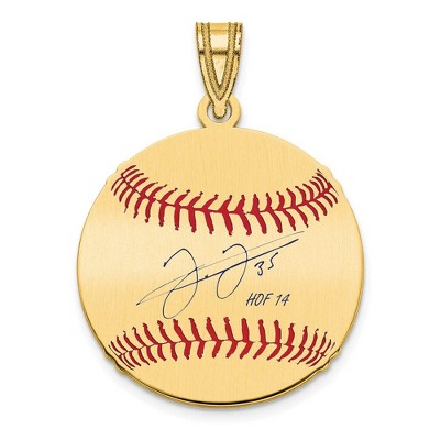 Black Bow Jewelry 14K Gold Plated Frank Thomas Signature SM Enamel Baseball Pendant