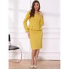 INSPIRE CHIC Women's Long Sleeve Collarless Peplum Blazer and Pencil Skirts Suit Set 2 Pcs - 4 of 4