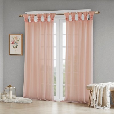Blush Tab Top Sheer Linen-Blend Window Panel 50" x 84"