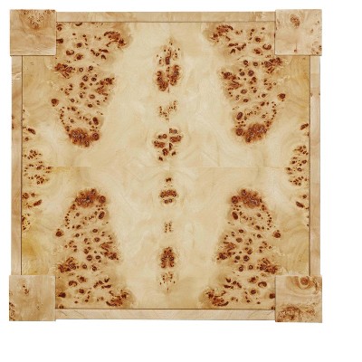 Honey Acacia Wood and Rustic Brass Square End Table