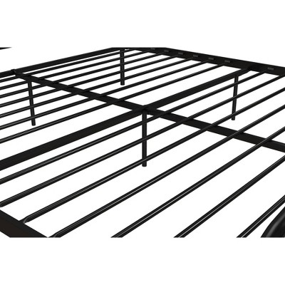 King-Sized Black Pine and Metal Upholstered Bed with Storage Drawer