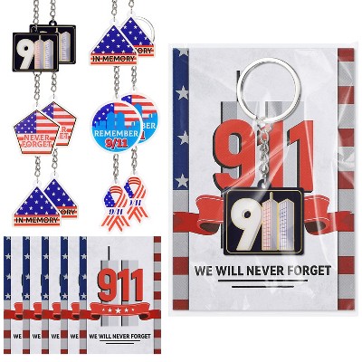 50 Set Memorial Keychain USA Flag Key Ring Acrylic Key Chain Holidays & Events Party Favors