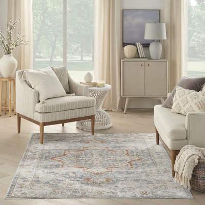 Denim Multicolor Floral Synthetic 4' x 6' Reversible Area Rug