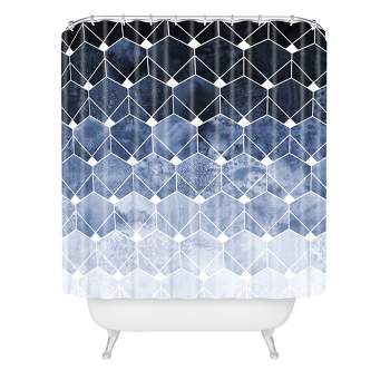 Blue Hexagons and Diamonds Shower Curtain Blue - Deny Designs