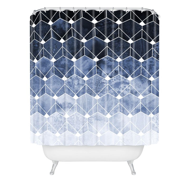 Blue Hexagons and Diamonds Shower Curtain Blue - Deny Designs, 1 of 7