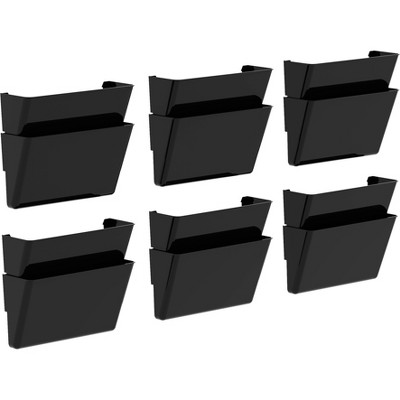 Storex 12pk Snap & Stack Wall File Pockets - Black