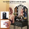 Costway Makeup Vanity Set with Tri-Fold Mirror & LED Lights 4 Drawers Open Shelf White/Black - 4 of 4