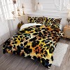 Gold Leopard Comforter Set Full Size – 3Pcs Abstract Cheetah & Floral Bedding with Geometric Design, Wildlife Quilt Set for Women Adults - 2 of 4