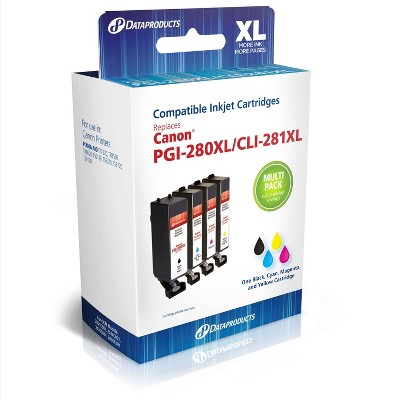 Remanufactured Black/Cyan/Magenta/Yellow 4-Pack XL High Yield Ink Cartridges - Compatible with Canon PGI-280XL/CLI-281XL Ink Series - Dataproducts