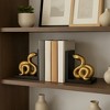 Decorative Resin Snake Bookends - Artistic Sculptural Book Accessories for Home Library, Bookshelf, Desk, and Office - Set of 2, 6", Gold & Black - 2 of 4