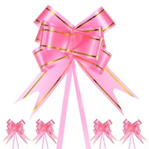 Unique Bargains Plastic Durable Glossy Appearance Waterproof Gift Wrap Satin Pull Bows 100 Count - 1 of 4