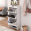 RISOKEYS Modern White Shoe Cabinet Shoe Rack,Wood Free Standing Shoe Organizer with 3 Flip Drawers & 1 Tier Drawers for Entrance Hallway - 4 of 4