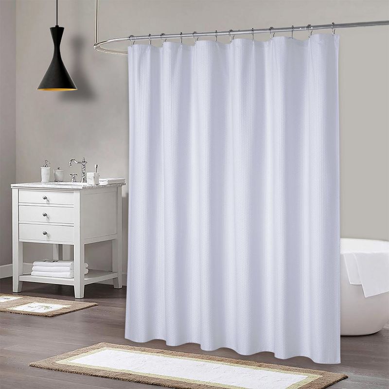 Soft Microfiber Fabric Shower Curtain or Liner with Decorative Embossed Pattern, Water Repellent, 5 of 6