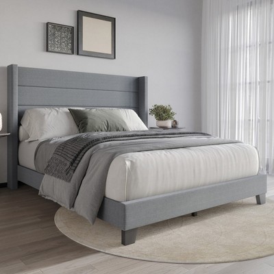 Home Design Niles Queen Upholstered Panel Bed, Gray