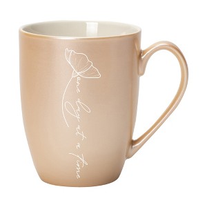Elanze Designs One Day At A Time Pearlescent Sand 10 ounce New Bone China Coffee Cup Mug - 1 of 4