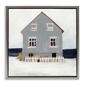 Stupell Industries Winter Beach House Landscape Floating Frame Canvas Art - 1 of 4