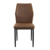 Homy Casa Set of 4 Modern Faux Leather Dining Chairs with Metal Legs, Padded Seat, Brown - 4 of 4