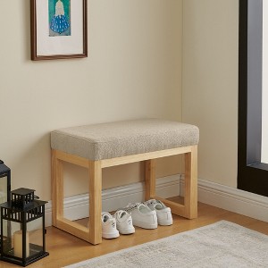 Okak Modern Shoe-Changing Bench with Wooden Frame & Soft Cushioned Seat,Small Footrest Accent Bench for Entryway,Bedroom - 1 of 4