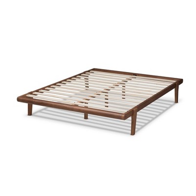 Kaia Mid-Century Modern Walnut Brown Queen Platform Bed Frame