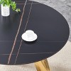 FURNIinspire Dining Sets Dining Table Set For 4, 42" Round Black Dining Table And 4 Black Dining Chairs With Golden Stainless Steels Legs - 4 of 4