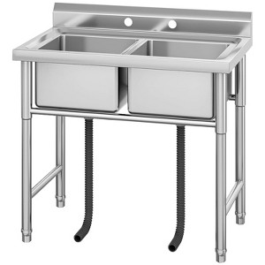 CuisinSmart Stainless Steel Commercial Kitchen Sink, Free Standing, Single/Double/Three Bowl Sink Basin, Small Prep & Utility Sink - 1 of 4