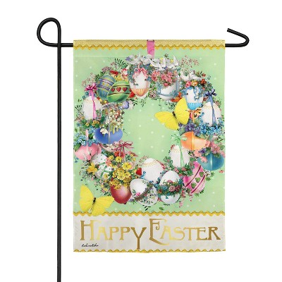 Evergreen Garden Suede Flag, Easter Wreath