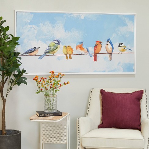 Canvas Bird Framed Wall Art With White Frame Multi Colored - Olivia ...