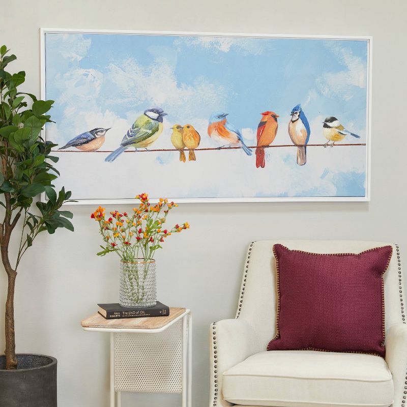 Canvas Bird Framed Wall Art with White Frame Multi Colored - Olivia &#38; May, 1 of 9