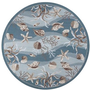 HomeRoots 8' Beige Ivory And Brown Seashell and Coral Hand Tufted Round Rug - 1 of 4