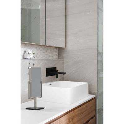 Brushed Nickel Rectangular Countertop Vanity Mirror with Magnification