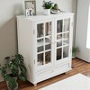Sideboard Buffet Cabinet with Double Glass Doors and Drawer, Solid Wood Legs, Adjustable Shelves, Vintage Bronze Handles for Kitchen or Dining Room - 4 of 4