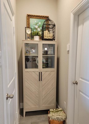 68 Boho Modern Tall Storage Wood Cabinet Birch - Saracina Home