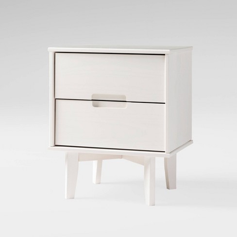  White Nightstand with 1 Drawer Mid Century Modern