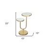 HomeRoots 22" White And Gold Marble And Iron Two Tier Round End Table - 3 of 4