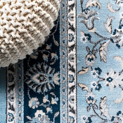 Blue Medallion Synthetic Reversible Runner Rug