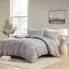 Gracie Mills Caiaphas 3-Piece Solid Lightweight Cotton Waffle Weave Duvet Cover Set - Full/Queen - Grey - 2 of 4