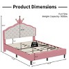 Twin Size Crown Princess Bed with Pink PU Leather Upholstery, Tufted Headboard and Soft Padded Frame for Girls Bedroom-Maison Boucle - 3 of 4