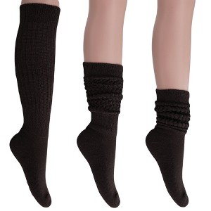 Women's Slouch Socks – Soft Cotton Scrunch Socks, Retro Knee-High Boot Socks for Casual Wear & Comfort (6 Pairs) - 1 of 1
