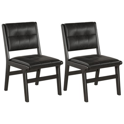 GDFStudio Payne Tufted Faux Leather Upholstered Wood Dining Chairs (Set of 2)