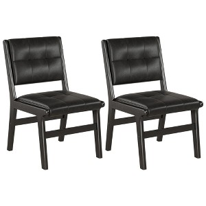 GDFStudio Payne Tufted Faux Leather Upholstered Wood Dining Chairs (Set of 2) - 1 of 4